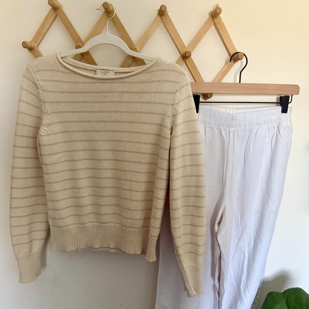 Neutral knit sweater relaxed coastal